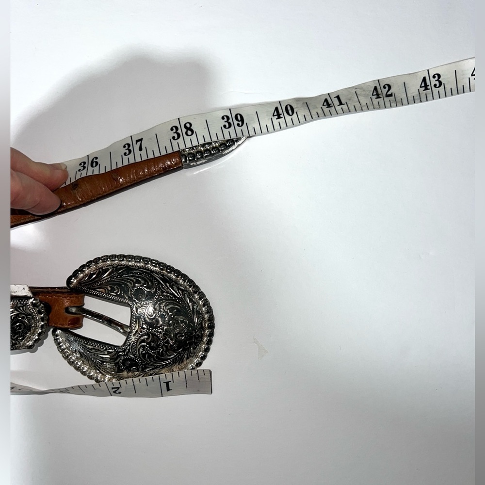 Tony Lama Size 32 5597L 1" Mens Ostrich Print Belt Silver Toned Buckle Western - Picture 13 of 13